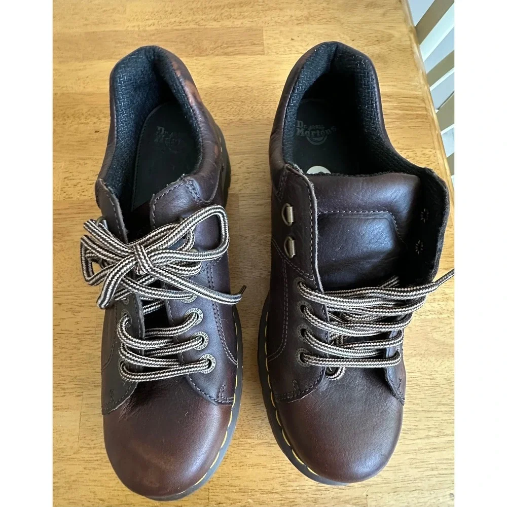 VTG Dr. Martens Brown Leather Chunky Platform Shoes Mens 12 NEW Y2K 10938 READ